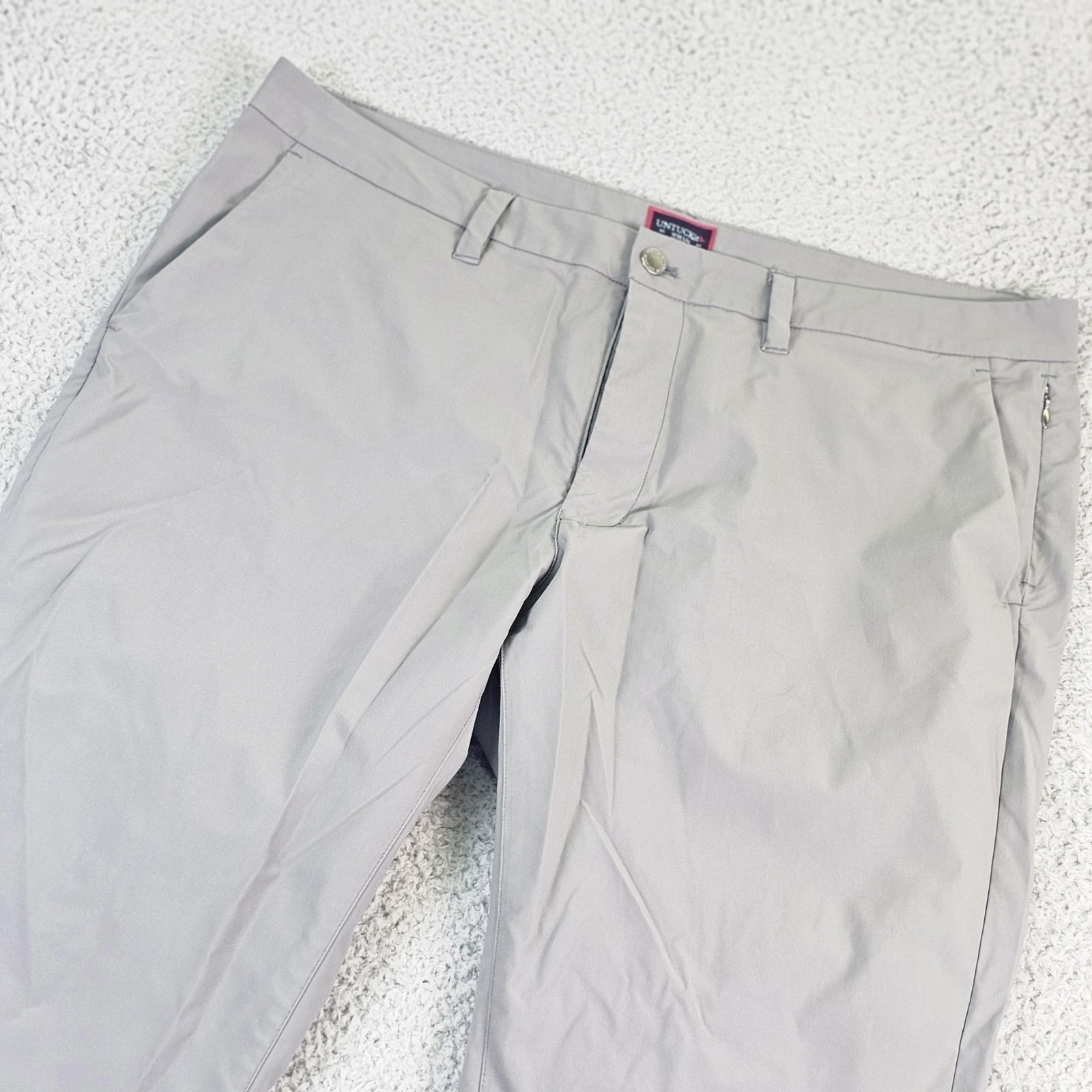 Untuckit Chancellor Pants Mens 38x34 Gray Straight Fit Polyester Chino Casual